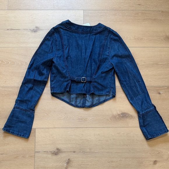 Free People Denim V-Neck Top - Picture 6 of 9